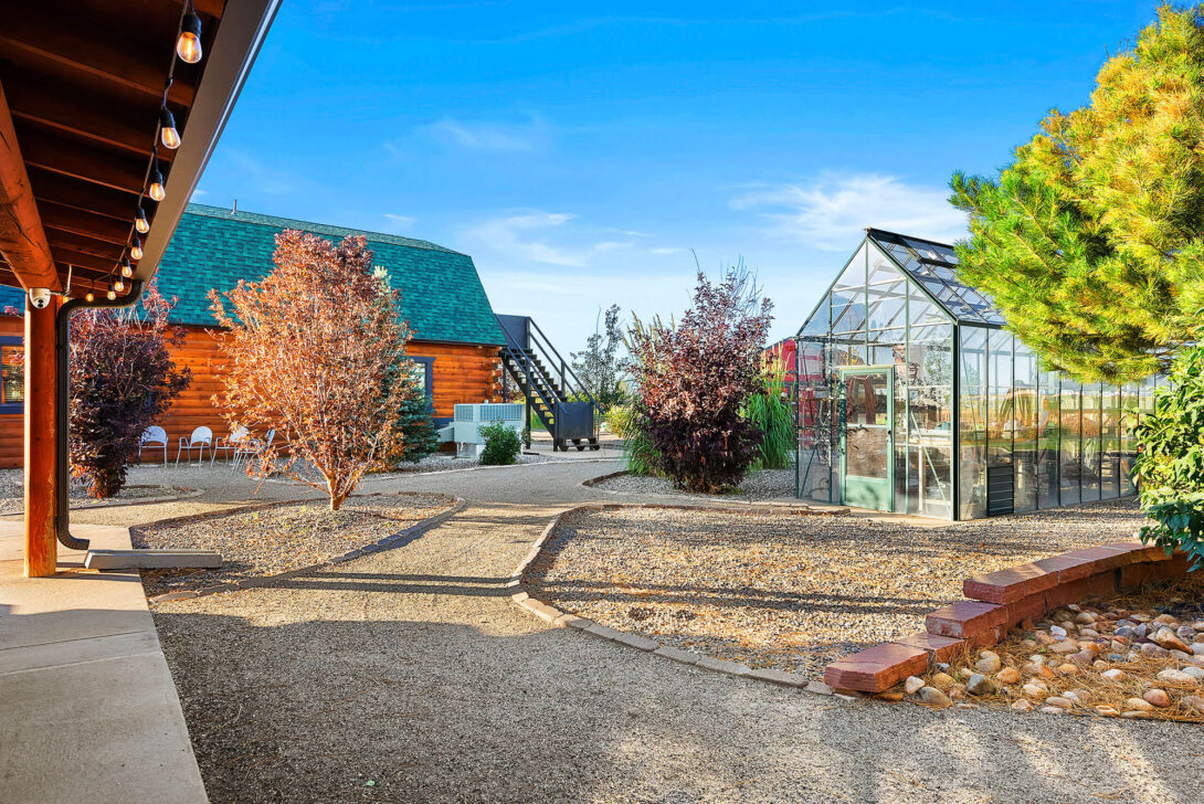 Outside view of the Raleigh House glass green house